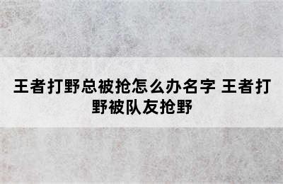 王者打野总被抢怎么办名字 王者打野被队友抢野